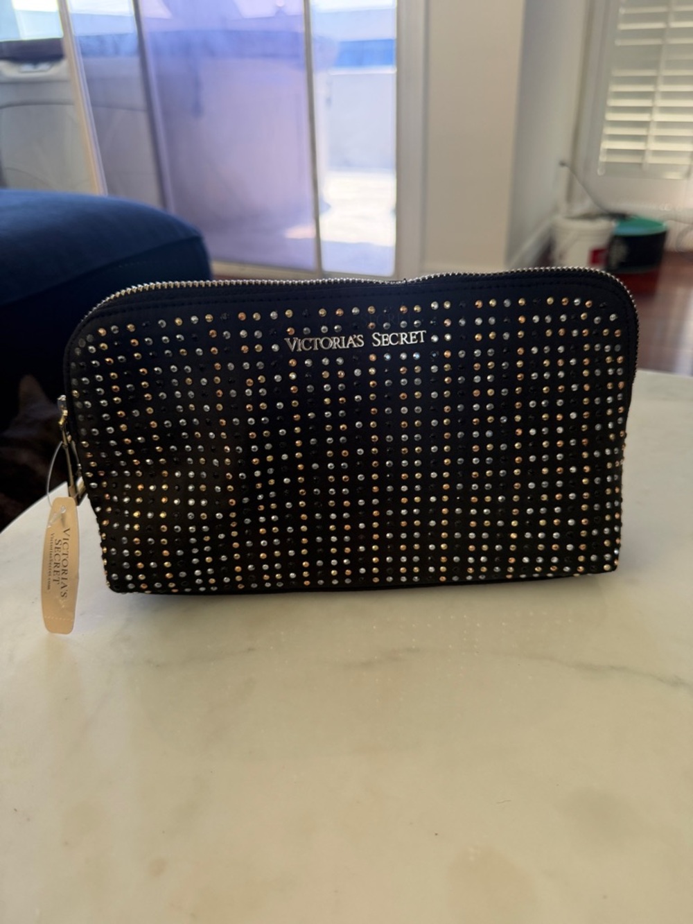 Victoria's Secret Black Studded Zip Pouch